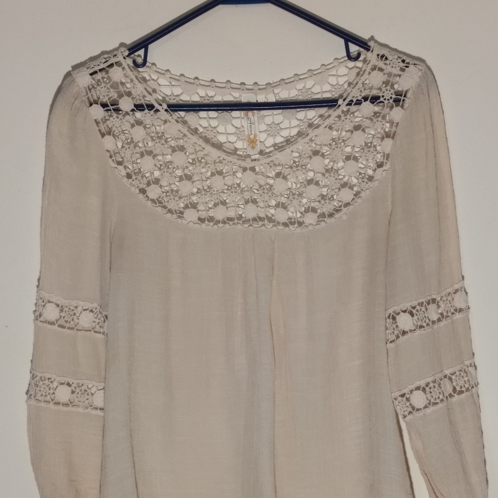 Adiva Beige Top Blouse Size S